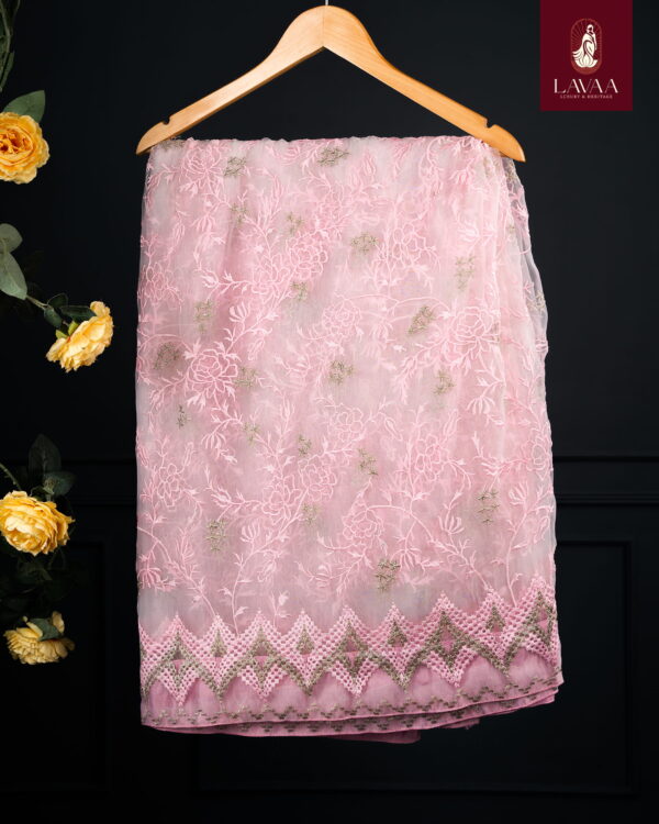 Embroidered Organza Saree - Image 4
