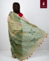 Sage Green Cotton Block Print Saree - Image 2