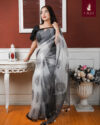 White & Black Tissue Saree - Image 3