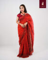 Red Cotton Saree with Embroidery