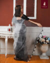 White & Black Tissue Saree - Image 2