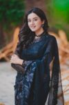 Black Semi-Muslin Saree